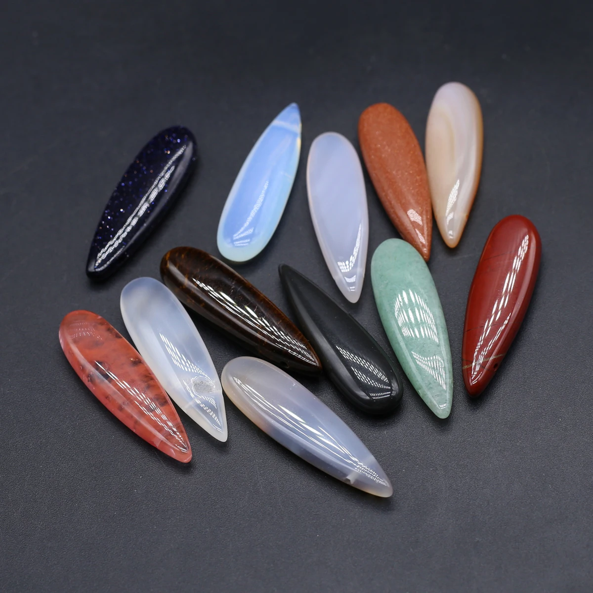 10PCS Wholesale Natural Stone Crystal Agate Turquoise Long Droplet Pendant Jewelry Making DIY Necklace Earrings Accessories Gift