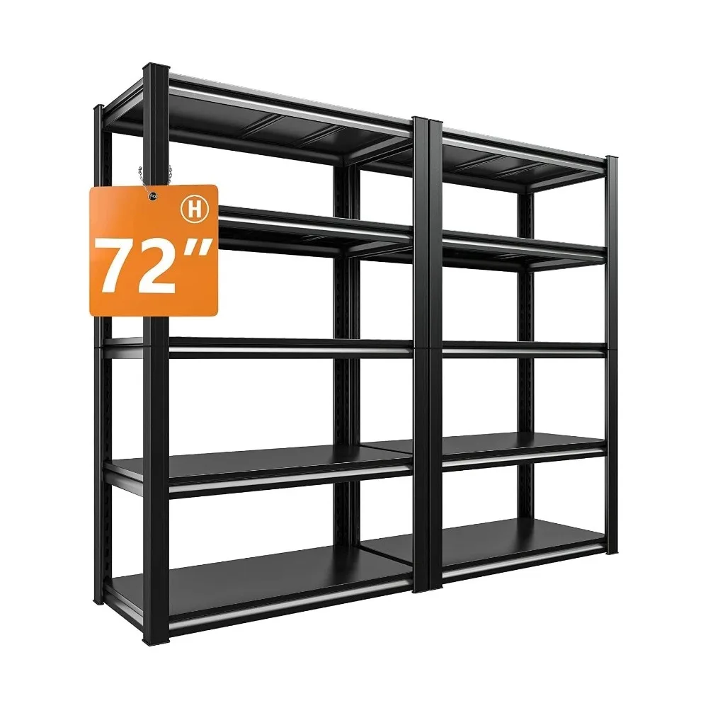 

72''H Garage Shelving Heavy Duty Garage Storage Shelves Load 2000 LBS Adjustable Metal Shelves for Storage 5 Tier Storage Rack