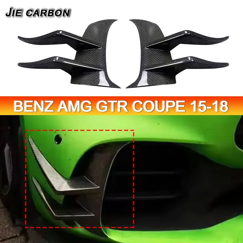 

For Mercedes-Benz AMG GTR 2015 2016 2017 2018 Carbon Fiber Front Bumper Guard Fog Light Frame Grille Air Vents Auto Accessories