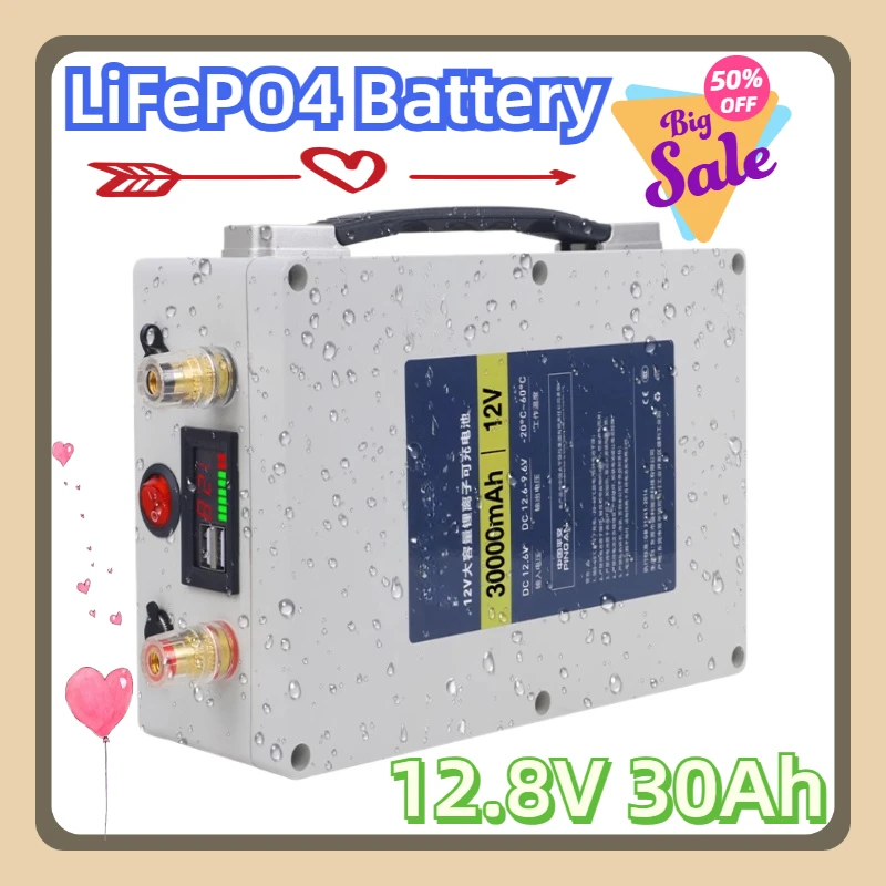 

12.8V 30Ah LiFePO4 Rechargeable Battery Pack with Built-in BMS Protection12V Deep Cycle