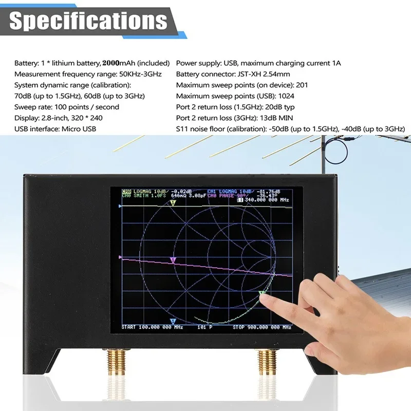 3G Vector Network Analyzer S-A-A-2 NanoVNA V2 Antenna Analyzer Short-wave HF VHF UHF