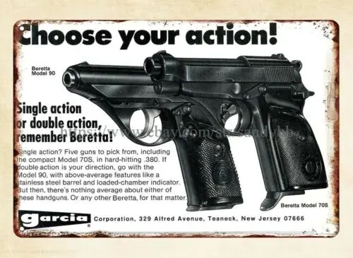 1p,metal wall art 1970s Garcia gun Model 70S metal tin sign
