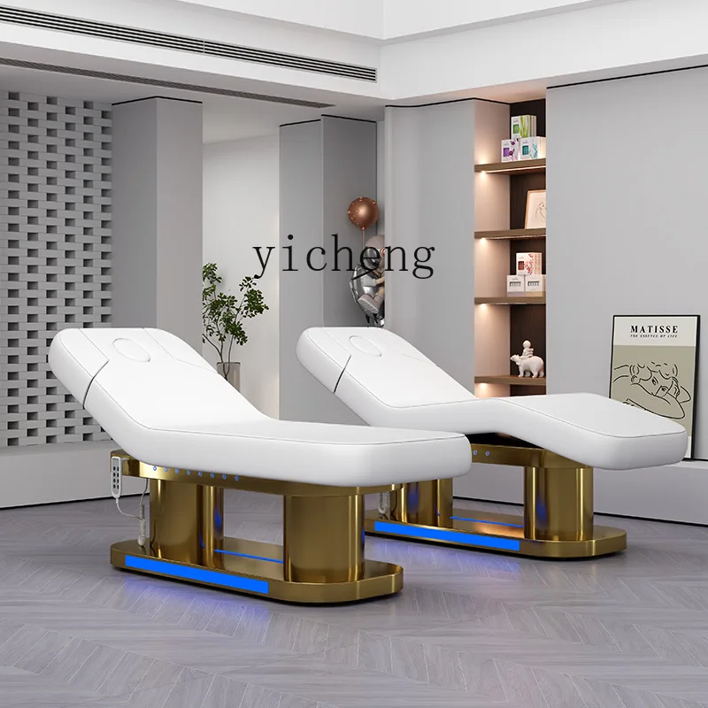 Zc Electric Lift Beauty Care Bed Beauty Salon High-Grade Led Stainless Steel Gold-Plated Massage Massage Couch