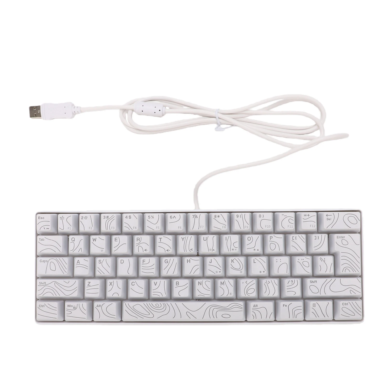 Teclado de computador com conexão USB, iluminação RGB, 61 teclas, teclas com contorno, teclado de membrana, compacto, ideal para trabalho e jogos, tec
