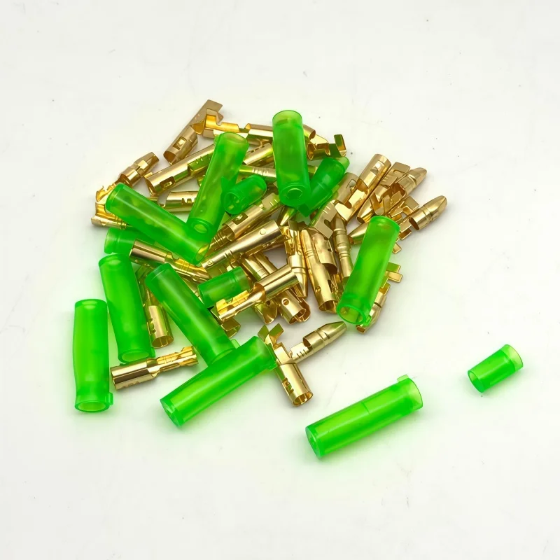 4.0 bullet terminal car electrical wire connector diameter 4mm Female + Male + Case Cold press terminal Green