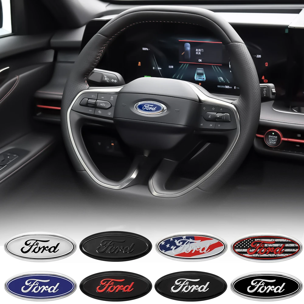 58mm ABS Car Steering Wheel Center Badge Logo Sticker Center Cover For Ford Focus 2 Mk2 Mk3 Fiesta MK7 Mondeo MK4 Fusion Transit