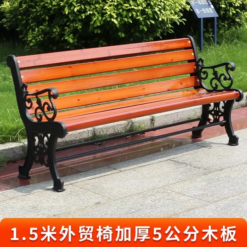 for Outdoor Anti-corrosive Solid Wood Bench Wrought Iron Park Chair Removable Garden Seat Foshan Manufacturing Leisure