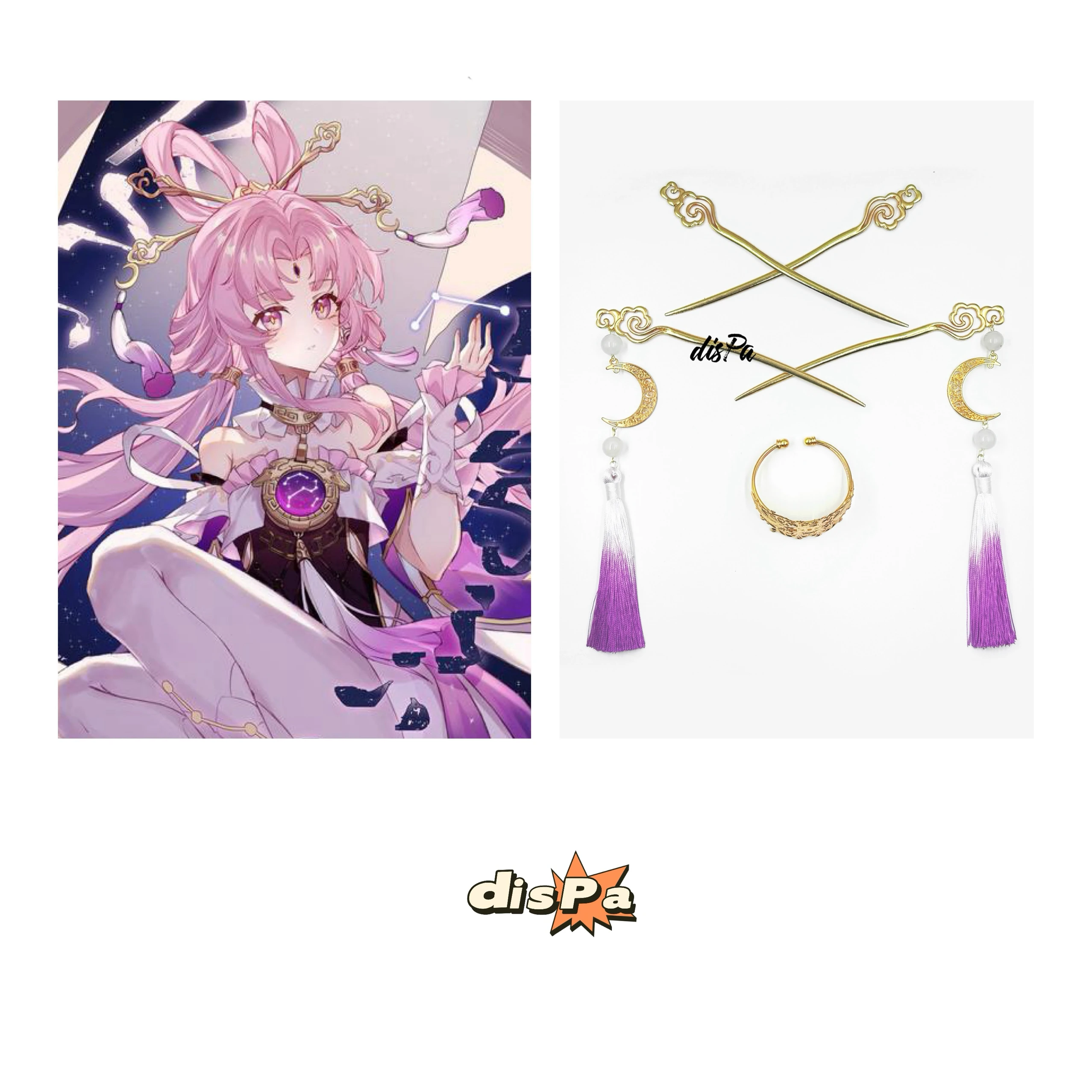 Honkai: Star Rail Fu Xuan Cosplay Headwear Grampo de cabelo Grampo de cabelo Anime Pin de cabelo Halloween Cosplay Acessório de fantasia para mulheres e meninas