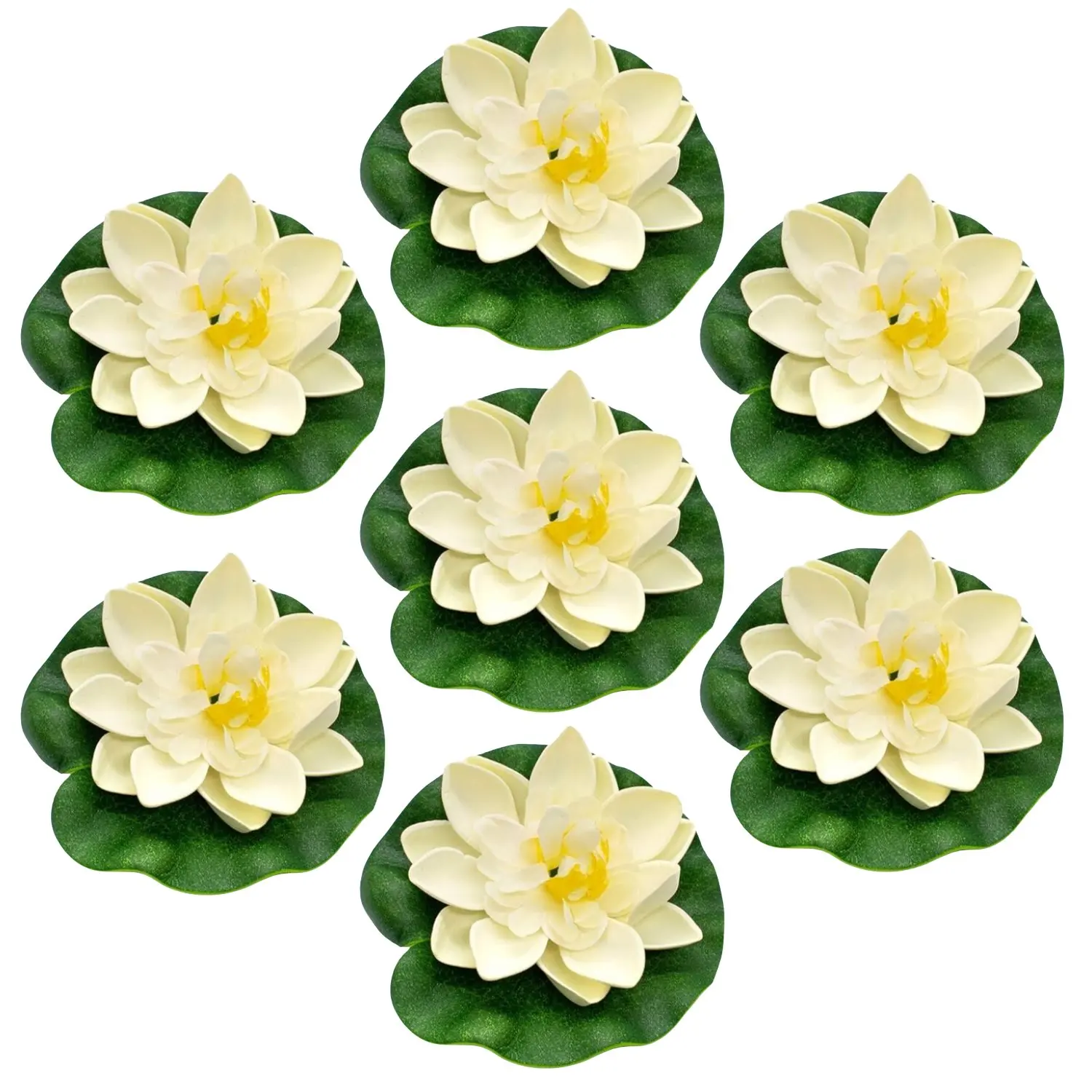 

7 Pack Artificial Floating Foam Lotus Flowers Water Lily Pond Plants Home Garden 10cm/4" Diameter Floating Pond Decor Decoration