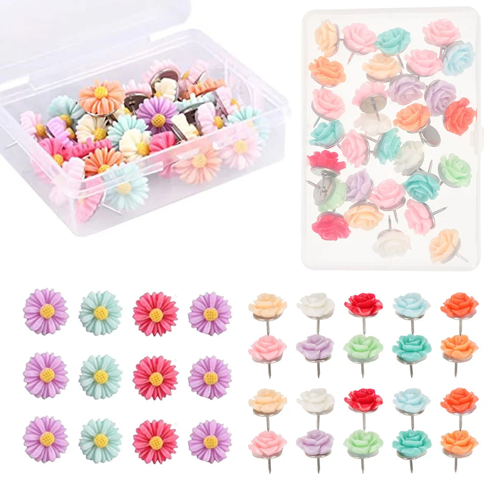 Alfinetes de resina fofos, 60 peças, para fotos, mapas, quadro de avisos, decorações, escritório, uso doméstico, alfinetes fofos