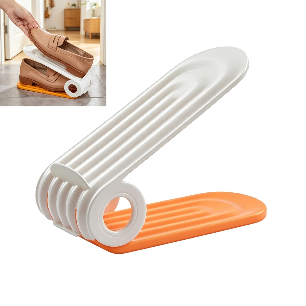 1Pcs Modern Shoe Rack Shoe Storage Rack Double-Layer Integrated Adjustable Plastic Shoe Organizer For Home Living Room