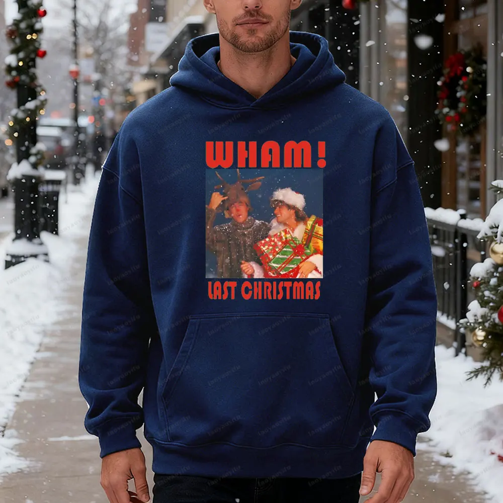 Wham آخر عيد الميلاد الرجال البلوز الرجعية 80s الفرقة عيد الميلاد هدية مضحك الموسيقى عاشق عيد الميلاد عرق الكلاسيكية عطلة هدية البلوز القمم #4