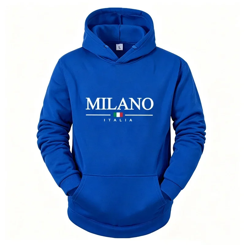 2026 Fashion Unisex Hoodies for Men Women MILANO Autumn Winter Warm Lightweight Sweatshirts Running Fitness Outdoor Activewear