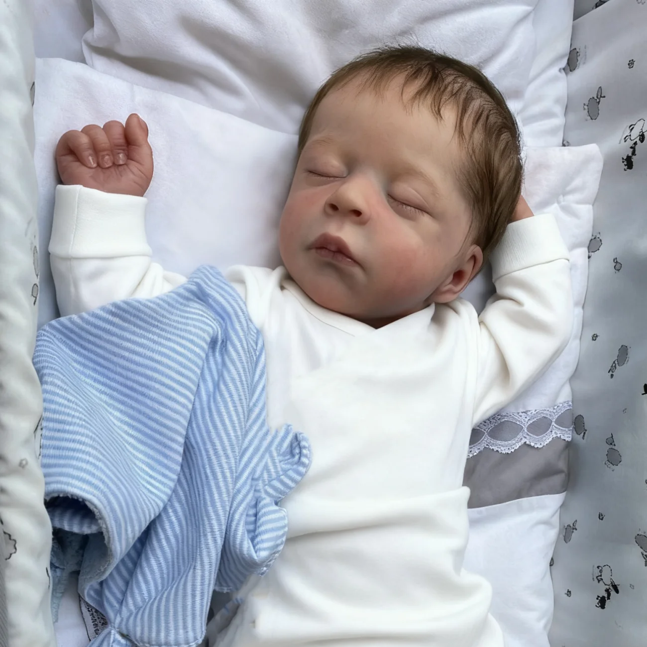 

48 СМ Asleep Reborn 3D Skin Baby Doll Игрушка для девочек Реалистичные виниловые конечности Ткань для тела 18 дюймов Реальный вид Кукла ручной работы
