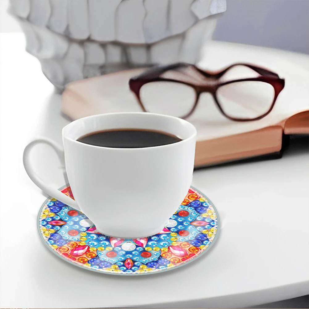

6PCS Full Drill Diamond Coaster Butterfly Acrylic Diamond Painting DIY Coaster Washable for Coffee Table Bar Mugs Glass Cup Beer