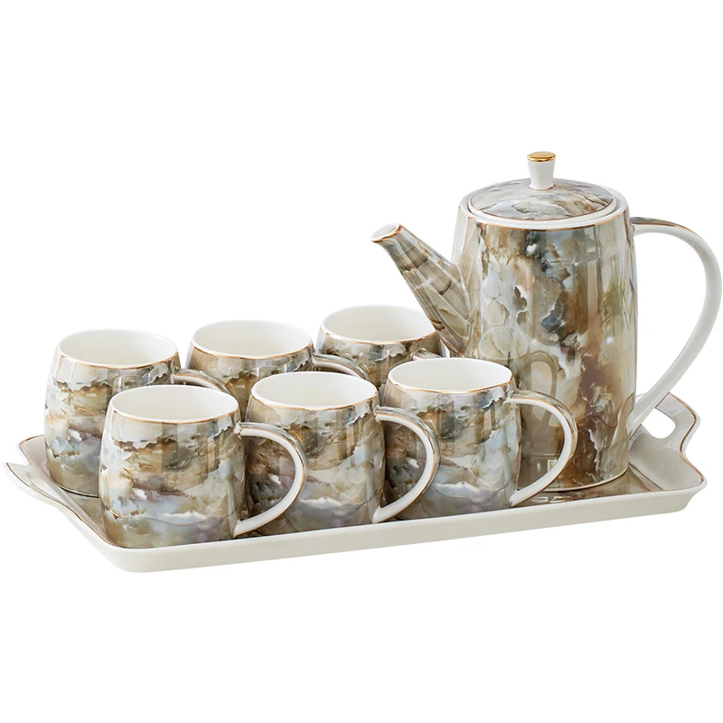 

Чашка для воды, керамический бытовой светильник, роскошный скандинавский европейский чайный сервиз для гостиной, чайник для послеобеденного чая, чашка с подносом