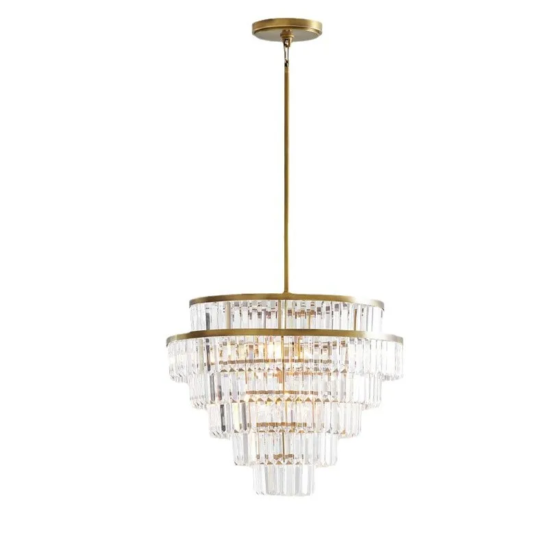 

American style, light luxury crystal chandelier, living room high-end retro dining room light
