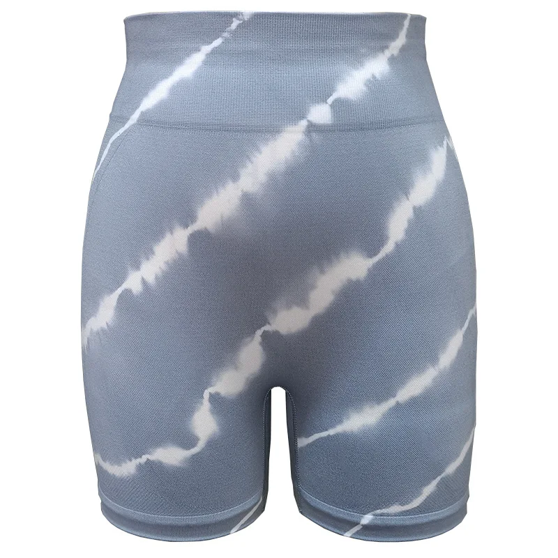 Seamless Tie Dye Sport Shorts For Women Summer Elastic Scrunch High Waist Push Up Tummy Control Gym Fitness Workout Yoga Shorts