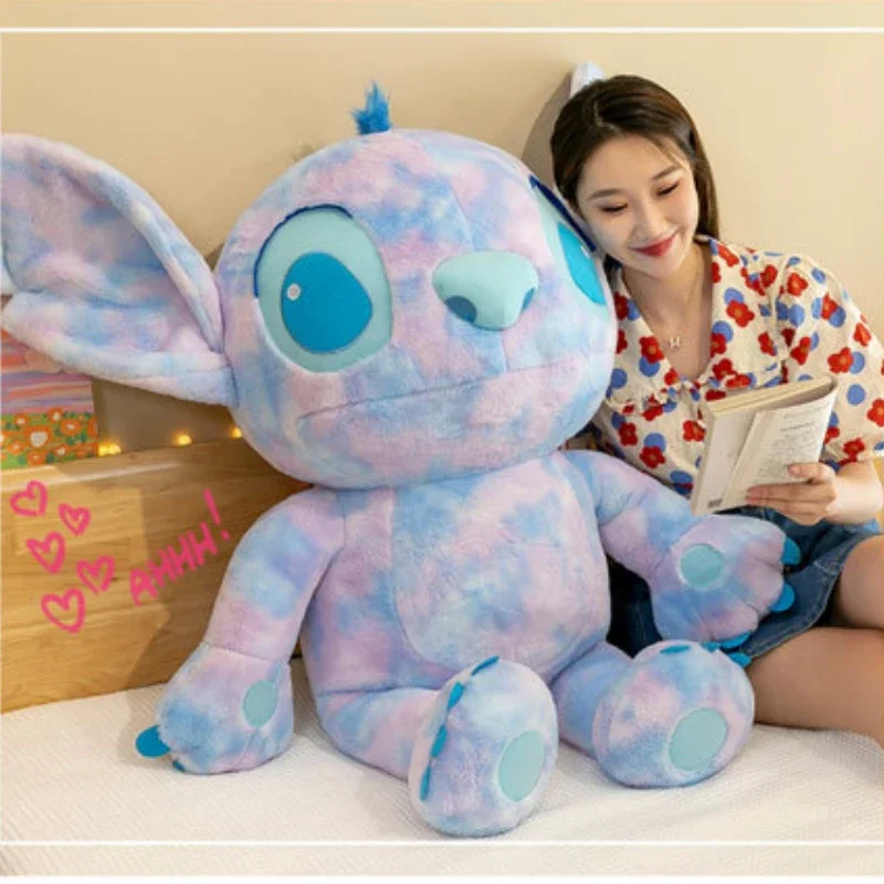 

120cm Super Big Size Colorful Stitch Plushies Cute Anime New Plush Stuffed Camouflage Star Baby Girl Bed Sleeping Doll Gift