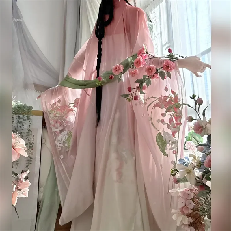 Hanfu vestido chinês feminino tradicional vintage hanfu halloween cosplay traje verão vestido de dança hanfu gradiente vermelho 3 peças conjuntos