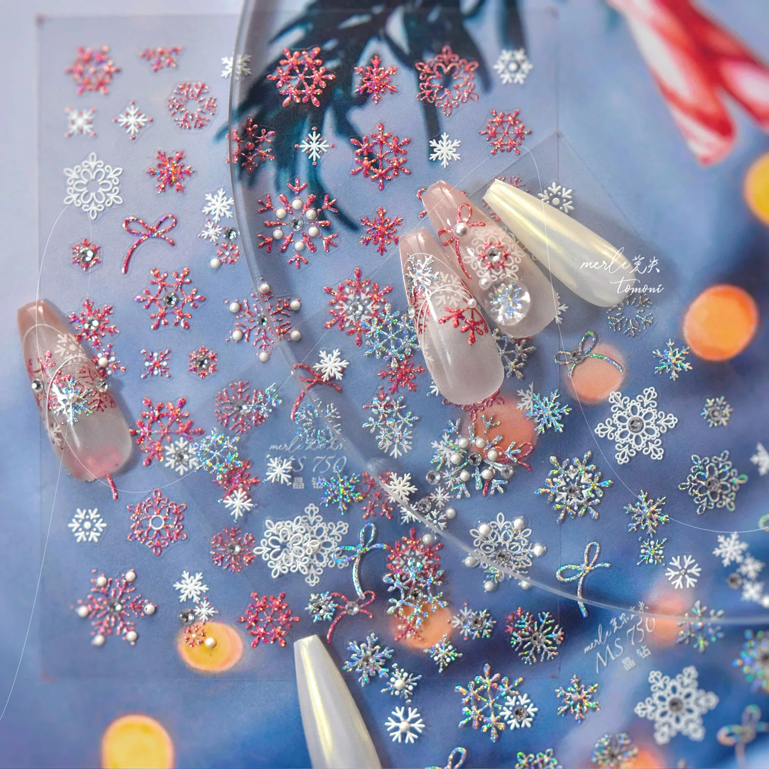 Autocollants de luxe pour ongles en cristal et diamant, dorure de noël, flocon de neige coloré, accessoires pour Nail Art, décalcomanies de manucure à faire soi-même