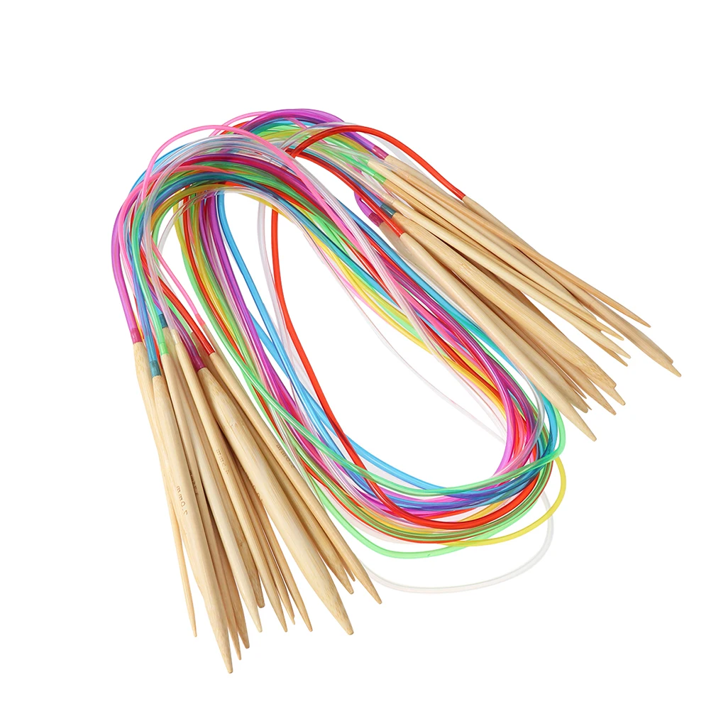 

18Pcs 120cm Circular Knitting Needles Set Professional Colorful Tube Circular Knitting Crochet Needles