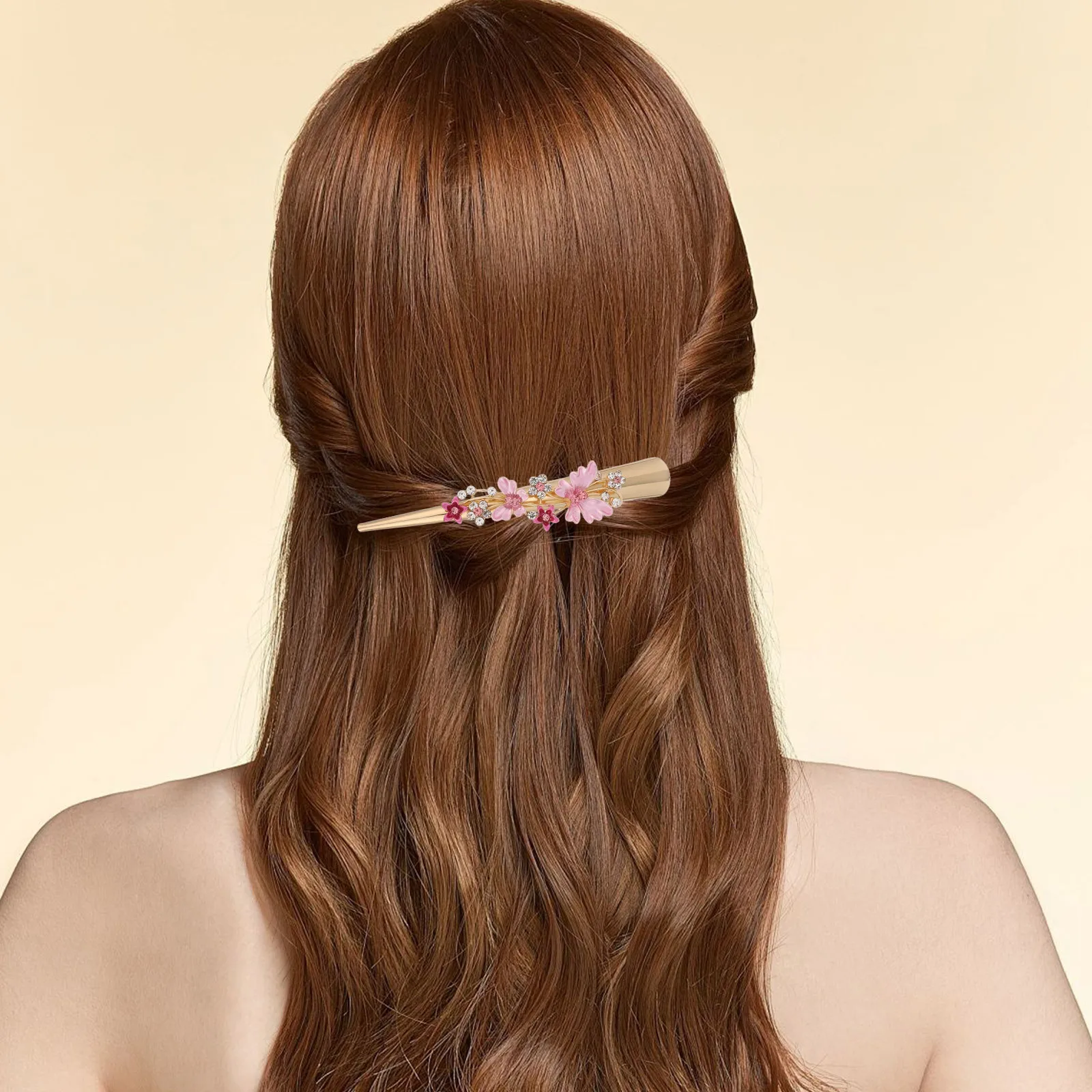 مشبك معدني على شكل زهرة، مشبك شعر كبير من سبيكة منقار البط، تصميم عصري عتيق للنساء، إكسسوار للشعر لمهرجان السفر للحفلات