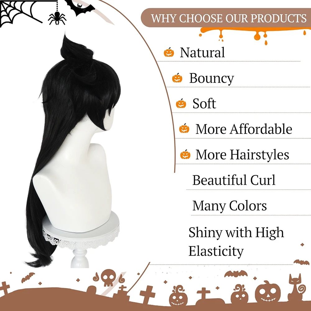 عالية الجودة أنيمي ران موري تأثيري الشعر الاصطناعية 30 بوصة أسود طويل الشعر مرحلة الأداء اليومي المعرض الهزلي شعر مستعار للحفلات