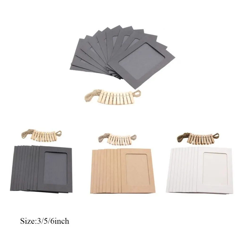 10pcs DIY Kraft Paper Picture Frames with Clips