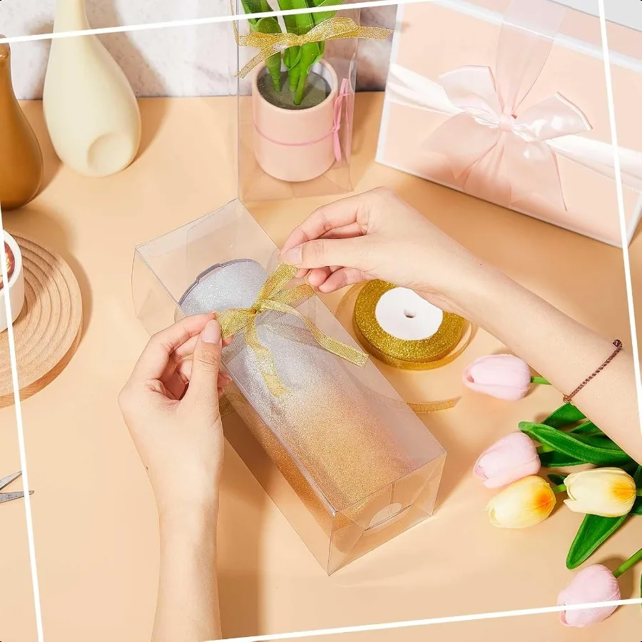 50 Stück Becher-Geschenkboxen, transparente Becher-Verpackungsbox mit Band für Sublimationsbecher, kompatibel mit Stanley 11oz 12oz 15oz