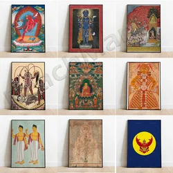 Ancient Buddhist History Posters  Buddha Scriptures from Burma Nepal Vajrayogini Tibet India  Thailand  Wall Decor Print