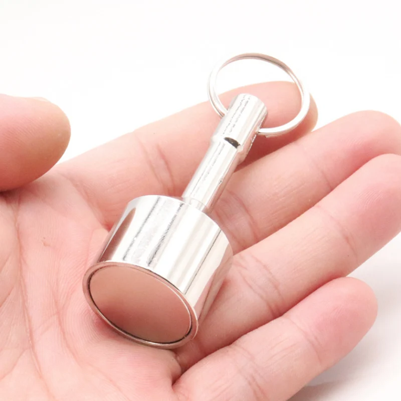 Silver Color Super Strong Metal Magnet Check Car Keys Keychain Split Ring Pocket Keyring Hanging Holder Portable Outdoor Tools