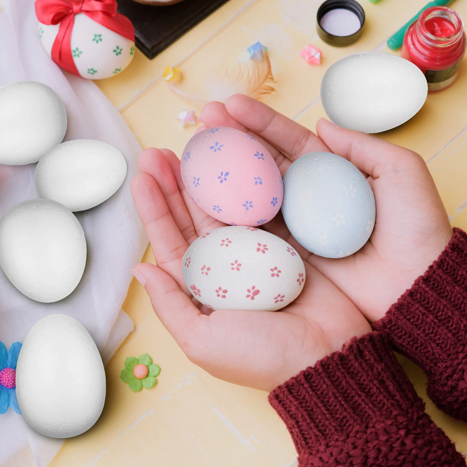 

40Pcs Foam Eggs for Crafts Blank Unpainted Craft Foam Balls Smooth Lightweight DIY Decoration Supplies for Holiday Party Favors