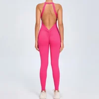Sexy Hollow Backless Yoga Sport Jumpsuit Women Monkeys One Piece Gym Outfit Sleeveless Scrunch Fitness Overalls Workout Clothing - Image 5