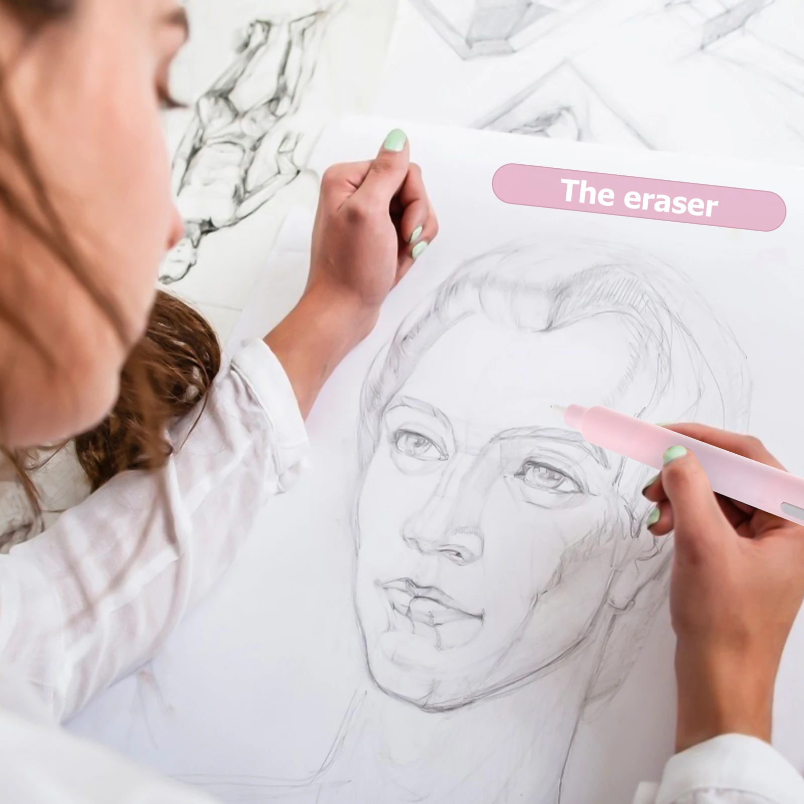 1 Set Electric Eraser Kit Portable Pencil Erasing Tool For Sketch Art Painting Study School Accessories Fan Head Quiet Operation