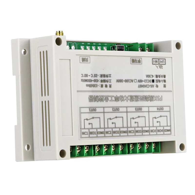 DC 12V 24V 36V 48V 420-450MHz 4 Channel Wireless Remote Control 30A Relay FSK FHSS Switch For Industrial Control Automotive Lamp