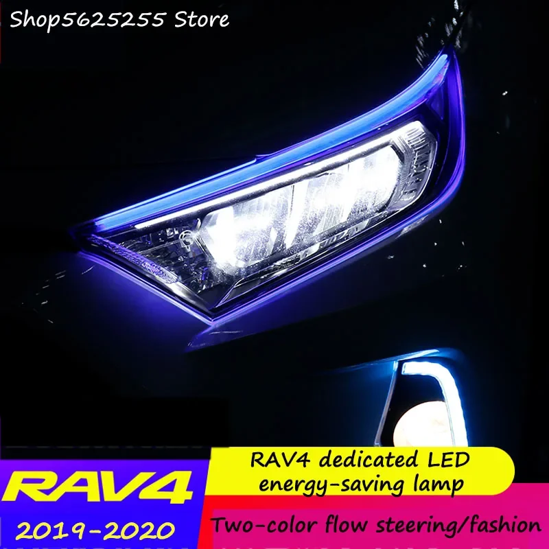 Daytime Running Lights Refit Canopy LED Bicolor Turn Signal For Toyota RAV4 2022 2019 2020 2021 Blue Yellow Whtie Decoration