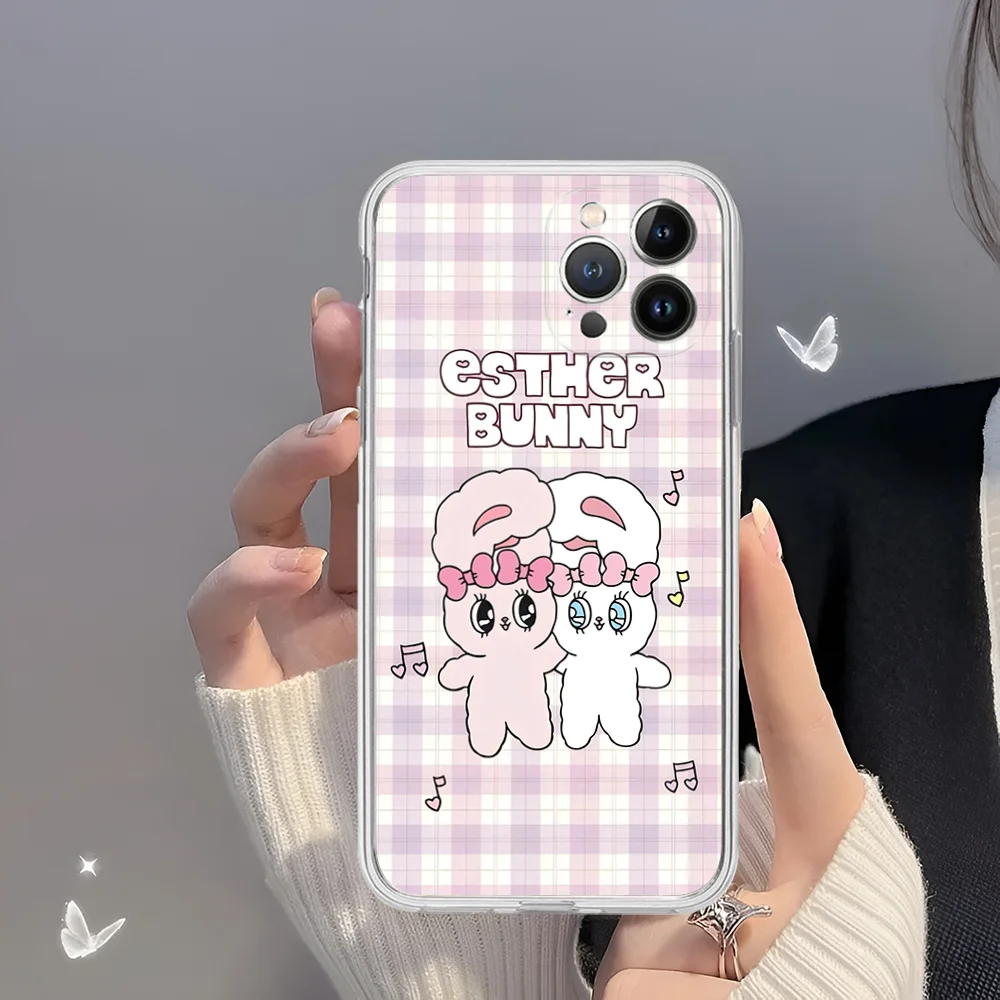 E-Esther B-Bunny Phone Case for iPhone 16 15 8 7 6 6S Plus X SE XR XS 14 11 12 13 Mini Pro Max Mobile Case