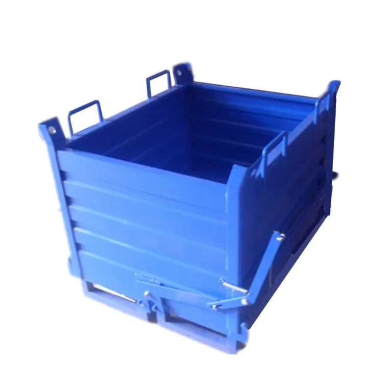 The bottom of the scrap iron filings box is open,  slag material is turned over, and bottom of turnover box is open
