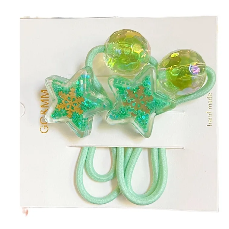 2pcs/lot Colorful Elastic Hair Bnds Transparent Acrylic Star Ball Hair Ties Girl Gum Lovely Kids Ponytail Holder Rope image 5