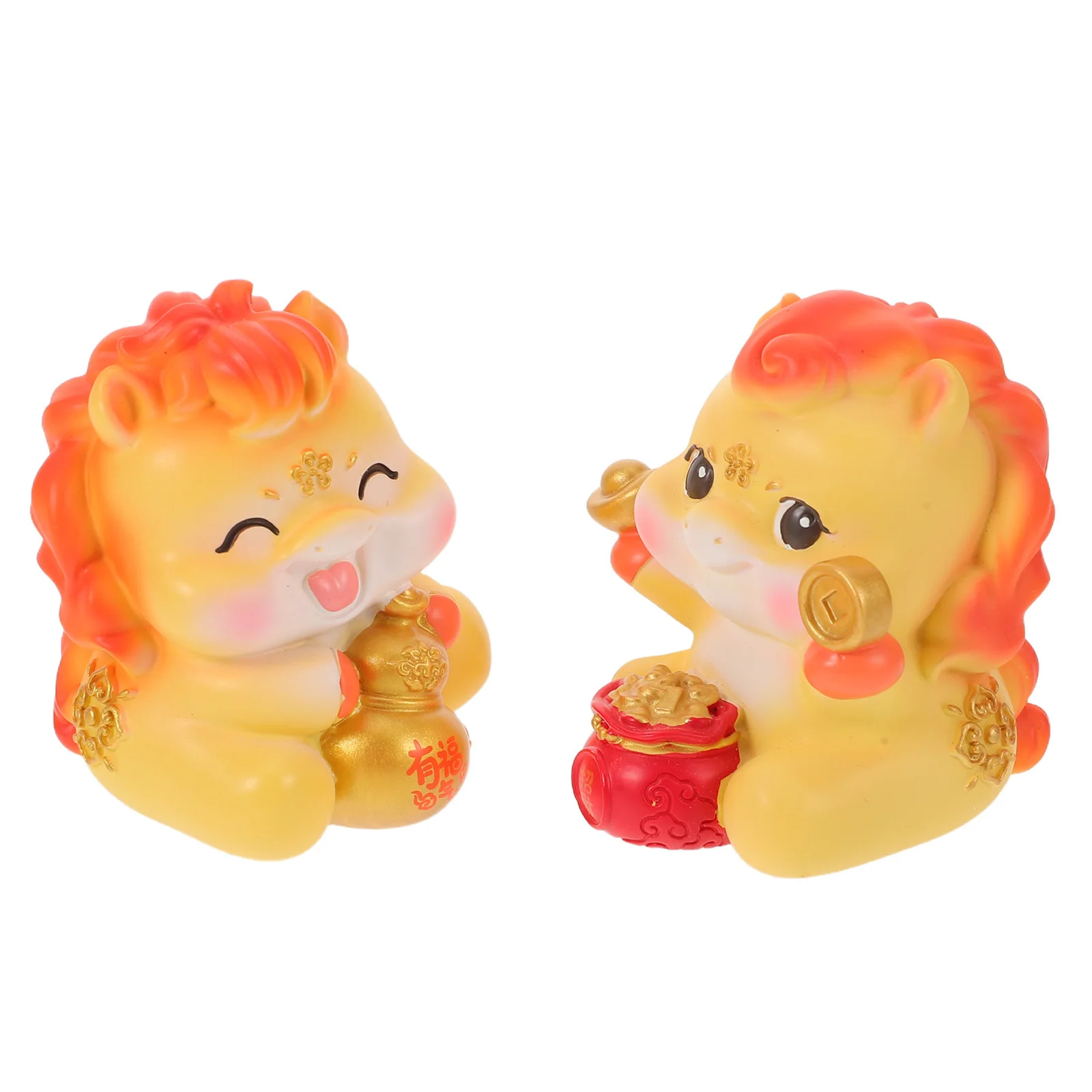 

2 Pcs Home Decor Chinese New Year Cake Toppers Animal Ornaments Souvenirs Zodiac Horse