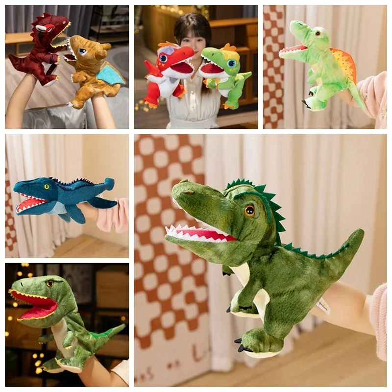 Ausgestopfte Plüsch Dinosaurier Spielzeug Hand Finger Geschichte Puppe Kawaii Puppen pädagogische Babys pielzeug Tyranno saurus Rex Kinder Geschenk