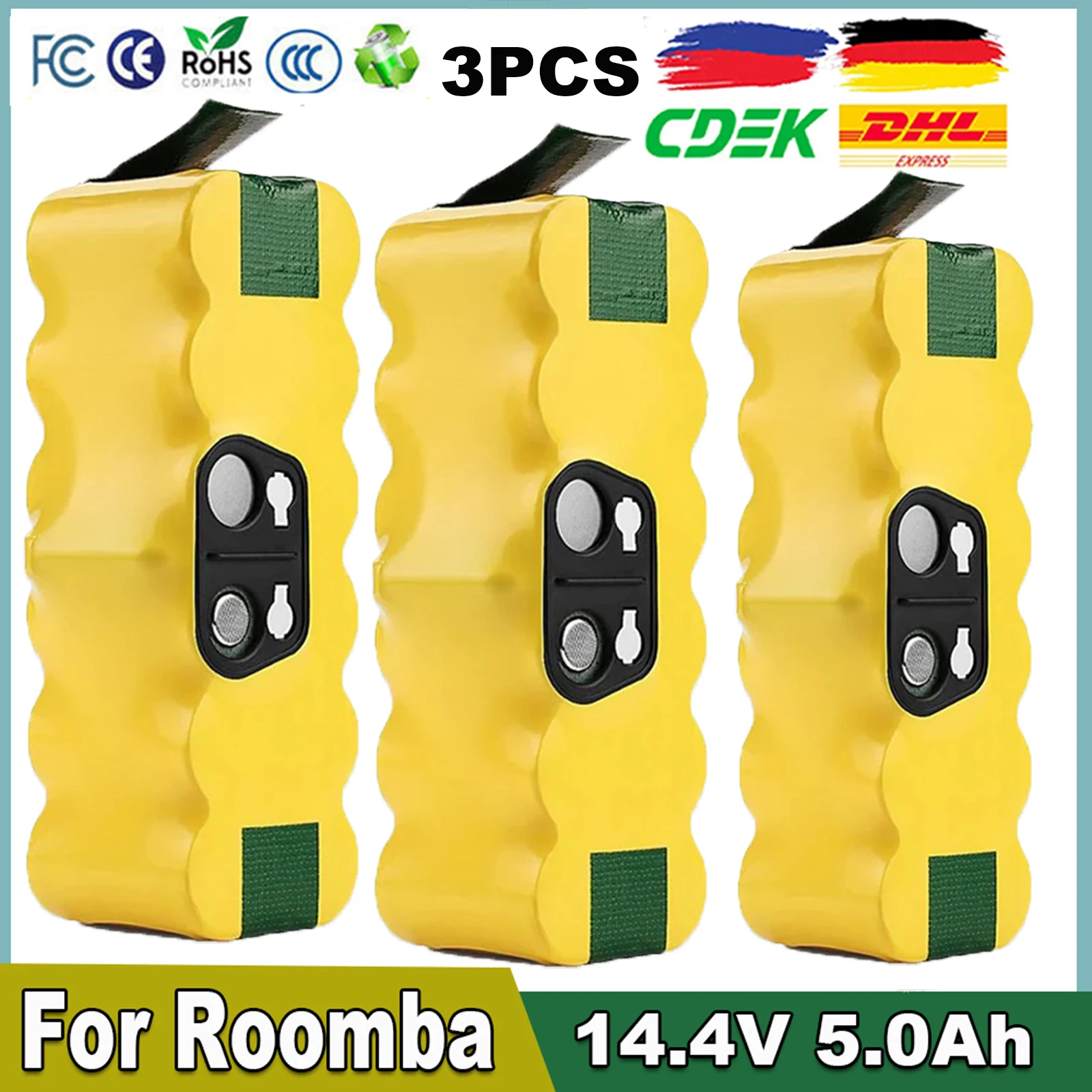 14.4V 5.0Ah Rechargeable Battery 5000mAh Battery For iRobot Roomba 500 600 700 800 900 595 620 650 780 890 Batteries