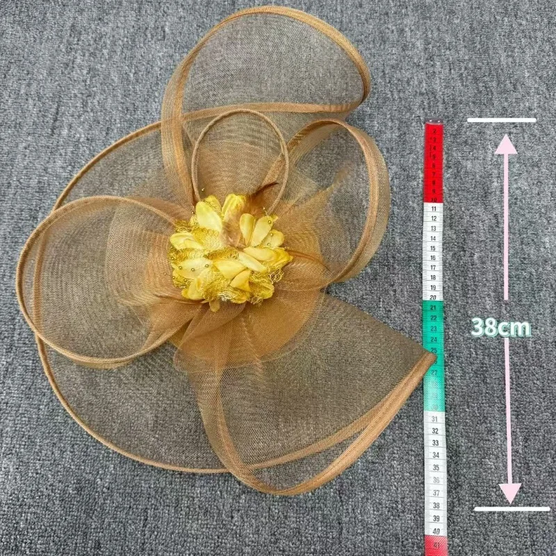 Color Mesh Headgear European and American Flowers Bridal Banquet Top Hat Feather Headband Head Wear Accessories 2