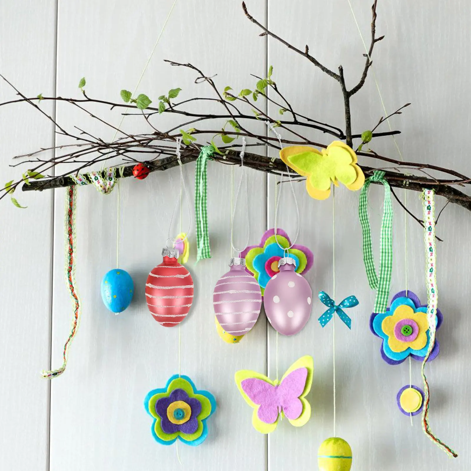

12Pcs Glass Easter Egg Hanging Ornaments Exquisite Festive Home Decor for Easter Tree Door Window Party Decoration Festival