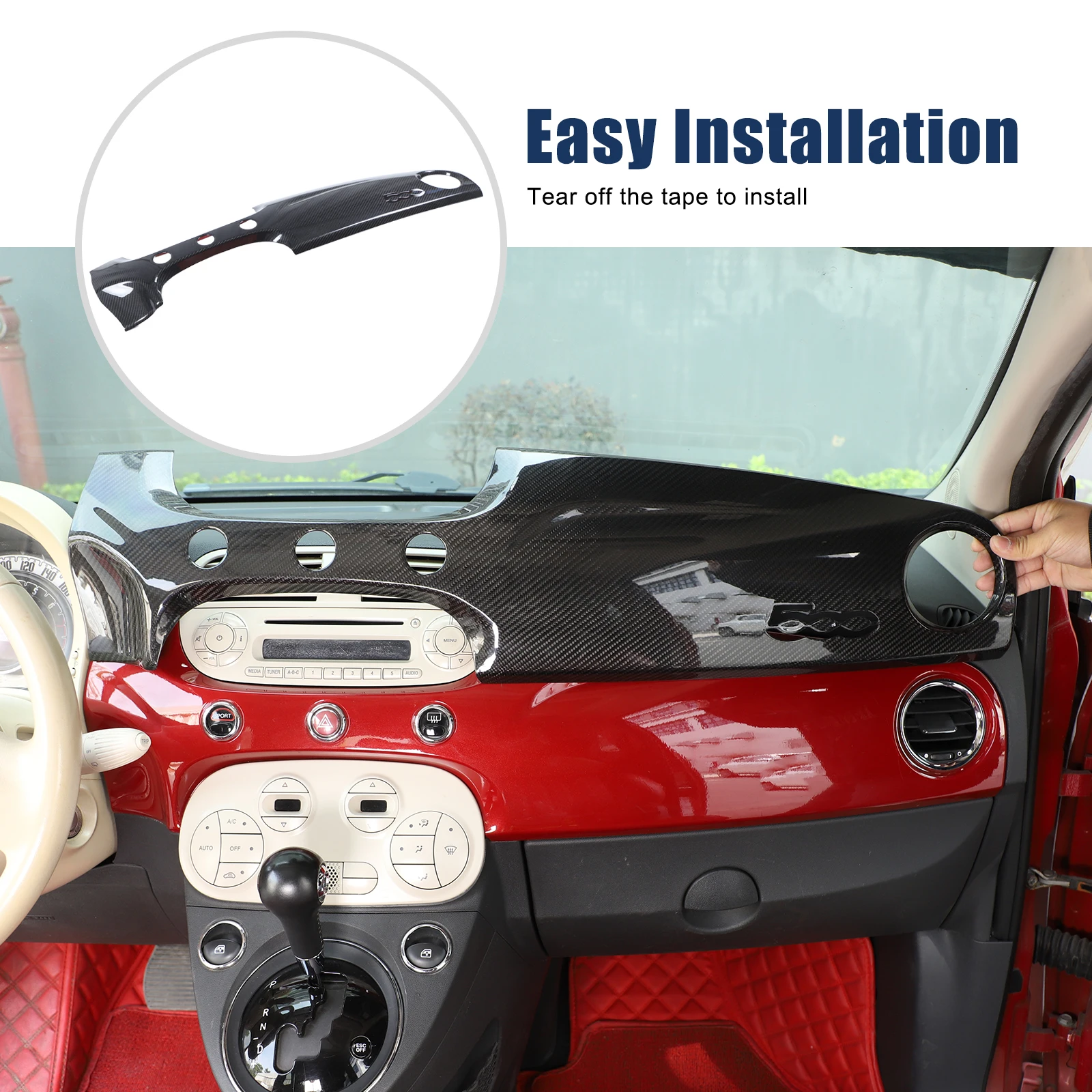 

For Fiat 500/Abarth 595 695 595C 695C 2016-2024 LHD Dashboard Cover Car Interior Accessories Dry carbon car styling