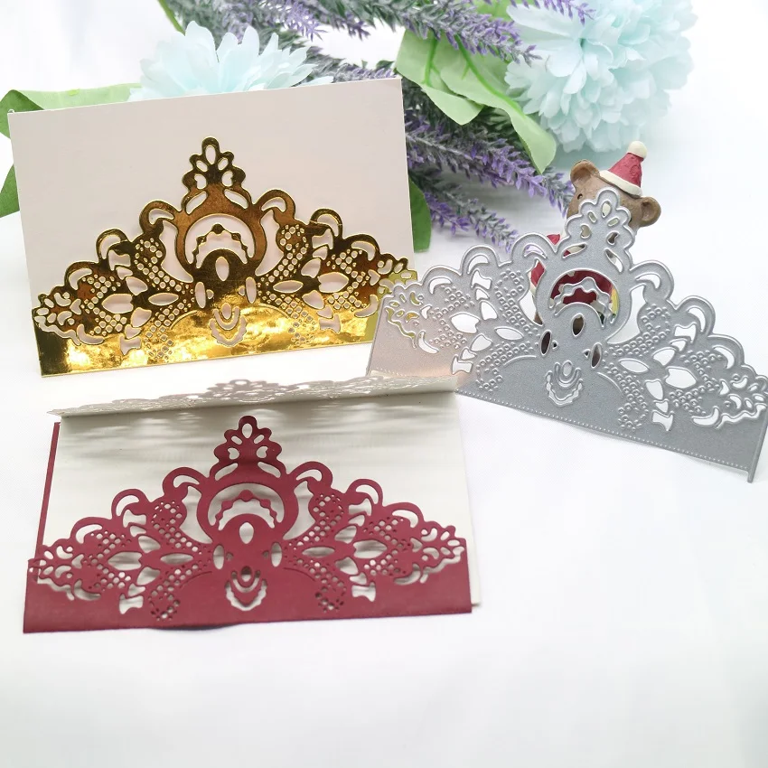 Pan's Flower Crown Lace Frame Cutting Dies for Scrapbook Embossing DIY Manual Album Production Tool Carbon Steel Knife Mold Deco