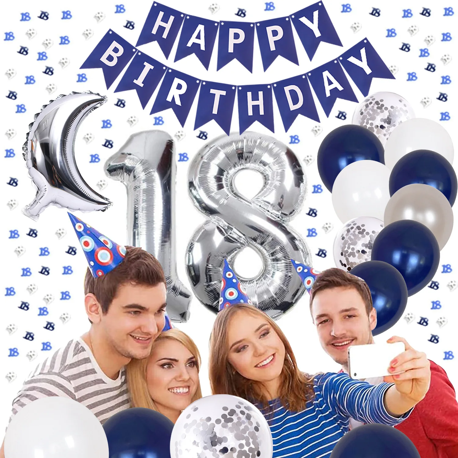 

Birthday Balloon Decoration Scene Layout Aluminum Film Balloon Set Digital Theme Party Birthday Decoration Props