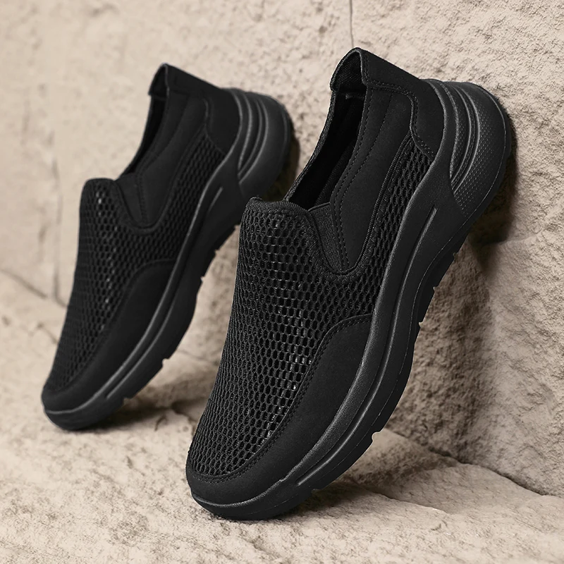 Mens Slip-on Sporty Soft Breathable Shoe Men Lightweight Sneakers Mesh Athletic Walking Loafers Original Zapatos Hombre