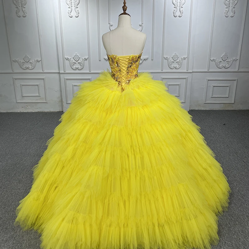 JANCEMBER Boho Quinceanera Dresses Organza Ball Gown Sequined Sweetheart 2023 Yellow Sweetheart DY6543 Bar Mitzvah